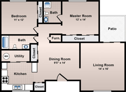 2 Bed / 2 Bath / 1,350 sq ft / Availability: Please Call / Deposit: $500 / Rent: $910