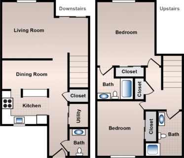 2 Bed / 2½ Bath / 1,400 sq ft / Availability: Please Call / Deposit: $500 / Rent: $970